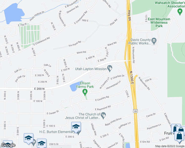 map of restaurants, bars, coffee shops, grocery stores, and more near 997 Brook Haven Drive in Kaysville