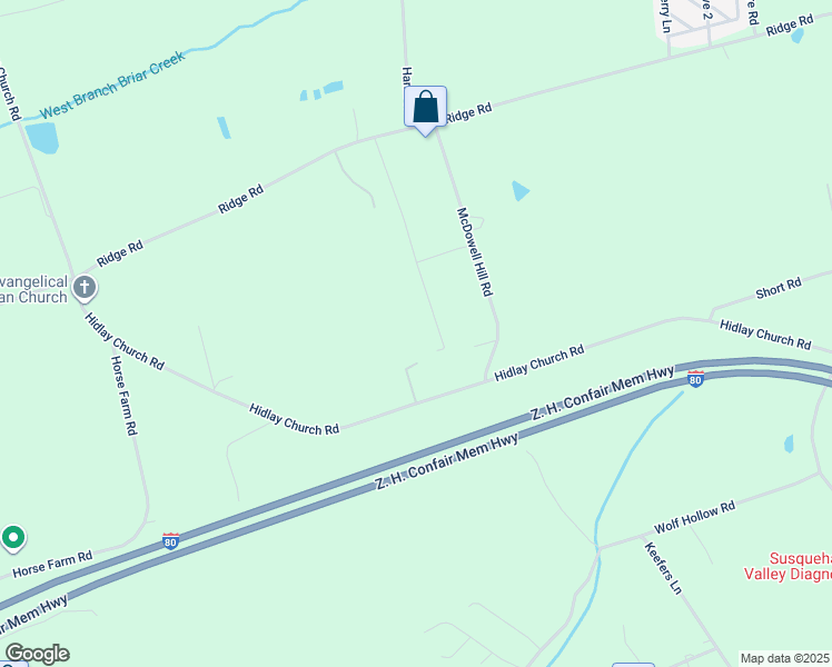 map of restaurants, bars, coffee shops, grocery stores, and more near 341 Hidlay Church Road in Bloomsburg
