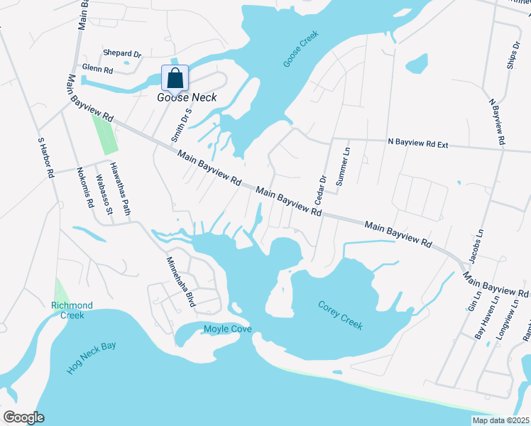 map of restaurants, bars, coffee shops, grocery stores, and more near 270 Windy Point Lane in Southold