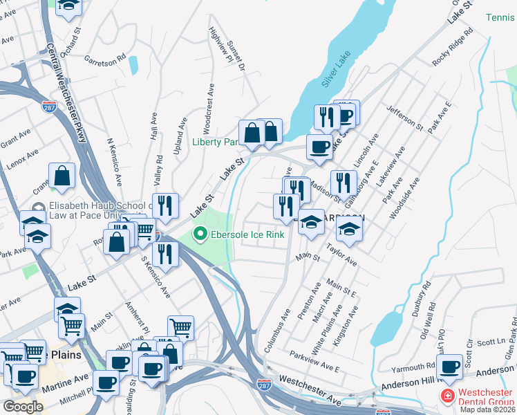 map of restaurants, bars, coffee shops, grocery stores, and more near 15 Harrison Street in Harrison