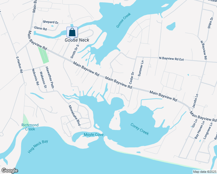 map of restaurants, bars, coffee shops, grocery stores, and more near 270 Windy Point Lane in Southold