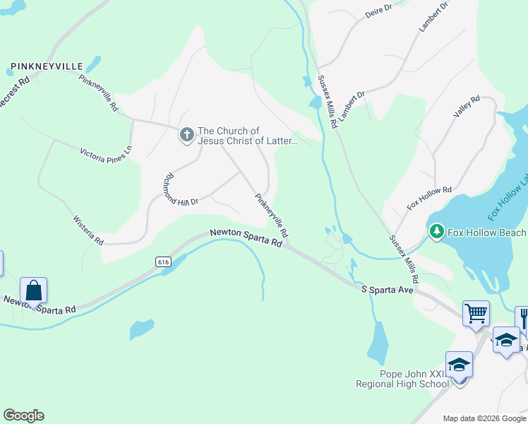 map of restaurants, bars, coffee shops, grocery stores, and more near 20 Pinkneyville Road in Sparta