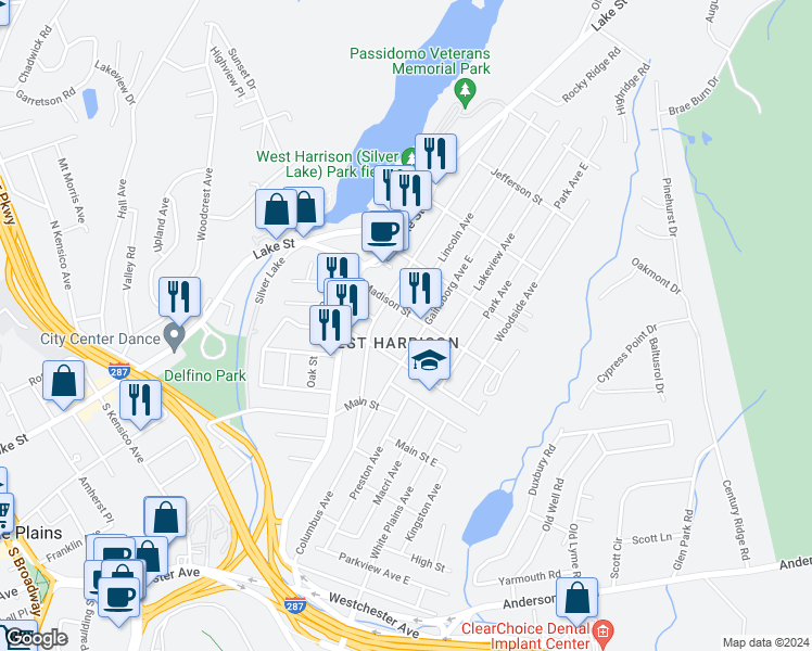 map of restaurants, bars, coffee shops, grocery stores, and more near 30 Lincoln Avenue in Harrison