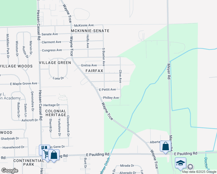map of restaurants, bars, coffee shops, grocery stores, and more near 4021 East Pettit Avenue in Fort Wayne