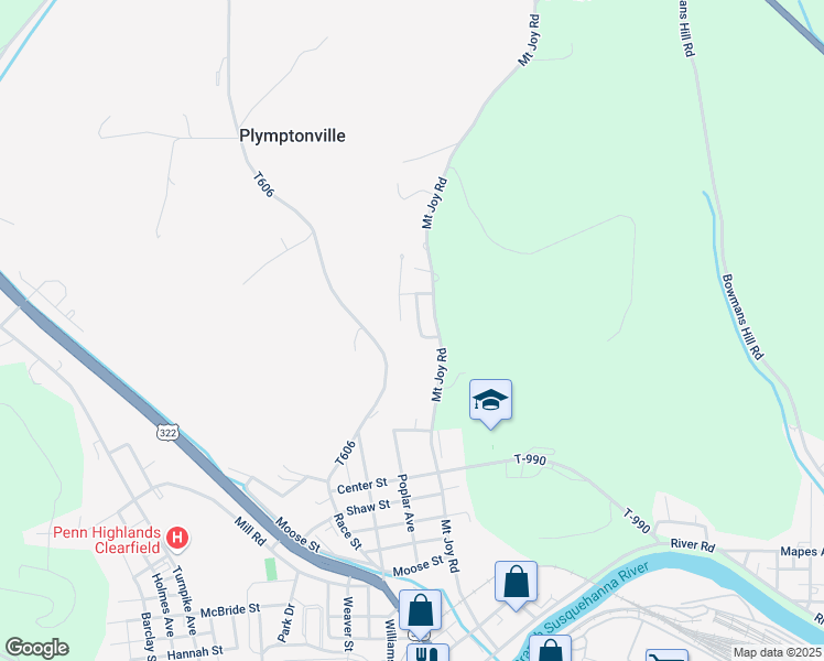 map of restaurants, bars, coffee shops, grocery stores, and more near 55 Laurel Lane in Clearfield