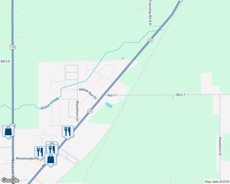 map of restaurants, bars, coffee shops, grocery stores, and more near 8766 Road I-7 in Ottawa