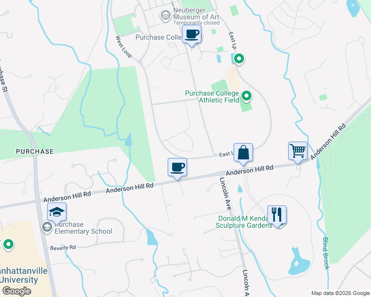 map of restaurants, bars, coffee shops, grocery stores, and more near West Road in Port Chester