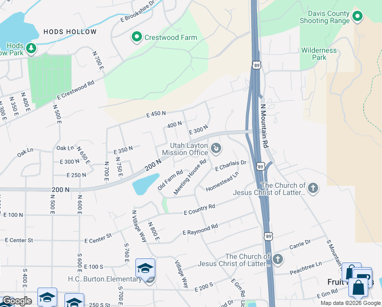 map of restaurants, bars, coffee shops, grocery stores, and more near 1023 Meeting House Road in Fruit Heights