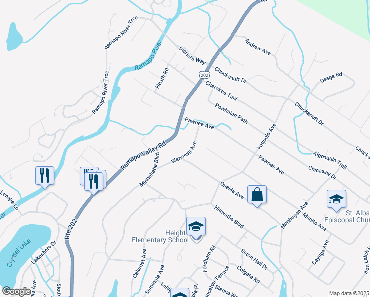 map of restaurants, bars, coffee shops, grocery stores, and more near 34 Wenonah Avenue in Oakland