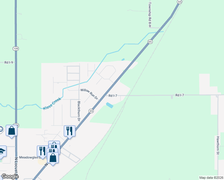 map of restaurants, bars, coffee shops, grocery stores, and more near 8766 Road I-7 in Ottawa
