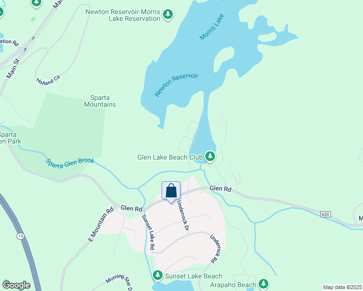 map of restaurants, bars, coffee shops, grocery stores, and more near 38 Morris Lake Road in Sparta