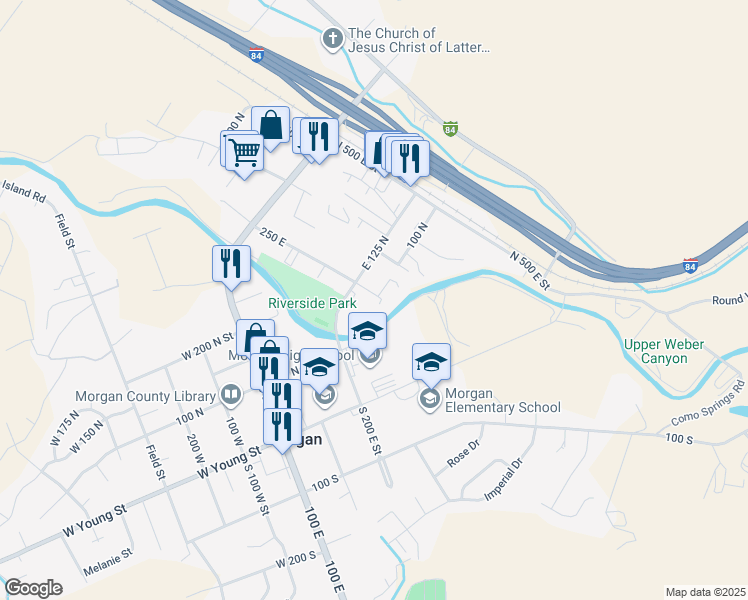 map of restaurants, bars, coffee shops, grocery stores, and more near 77 North River Cove Circle in Morgan