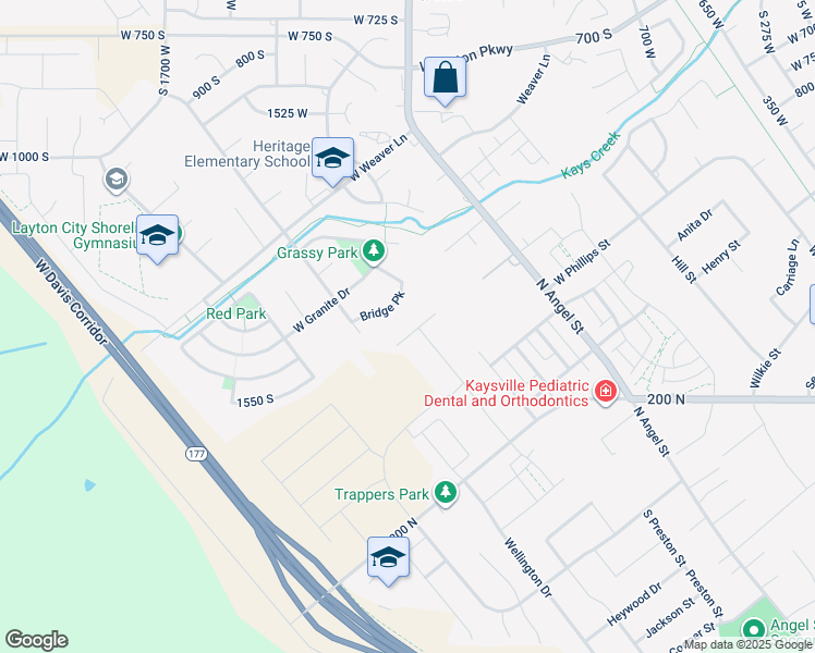 map of restaurants, bars, coffee shops, grocery stores, and more near 2206 Lloydwood Drive in Kaysville