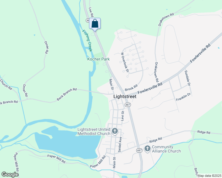 map of restaurants, bars, coffee shops, grocery stores, and more near 2120 Main Street in Bloomsburg