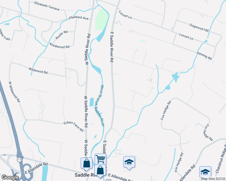 map of restaurants, bars, coffee shops, grocery stores, and more near 234 East Saddle River Road in Saddle River