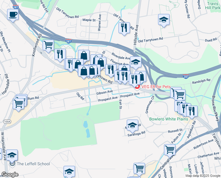 map of restaurants, bars, coffee shops, grocery stores, and more near 30 Dobbs Ferry Road in White Plains