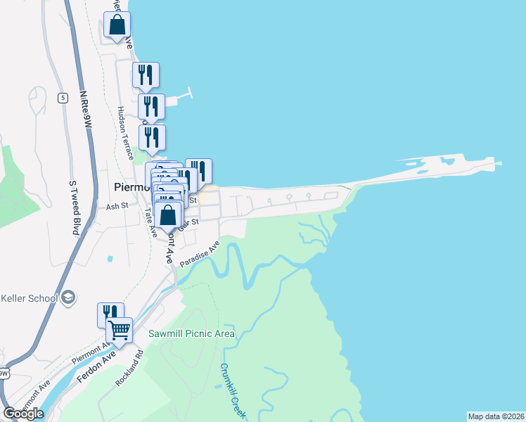map of restaurants, bars, coffee shops, grocery stores, and more near 110 Devries Court in Piermont