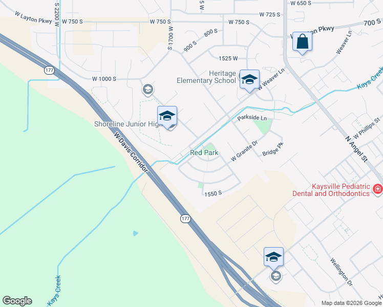 map of restaurants, bars, coffee shops, grocery stores, and more near 1242 Westside Drive in Layton