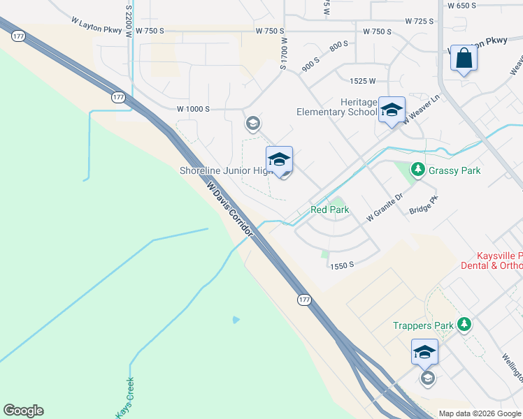 map of restaurants, bars, coffee shops, grocery stores, and more near 1278 South Grace Way in Layton