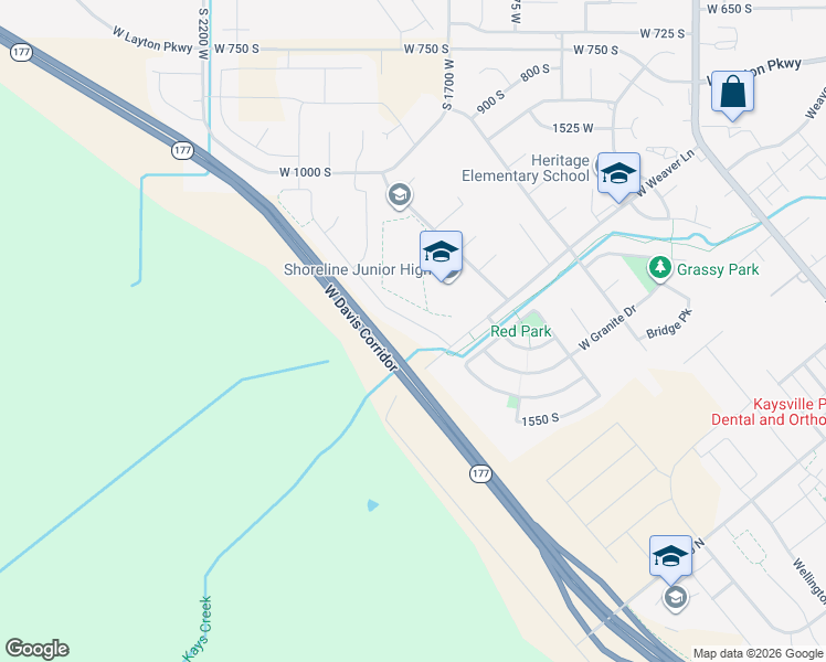 map of restaurants, bars, coffee shops, grocery stores, and more near 1278 South Grace Way in Layton