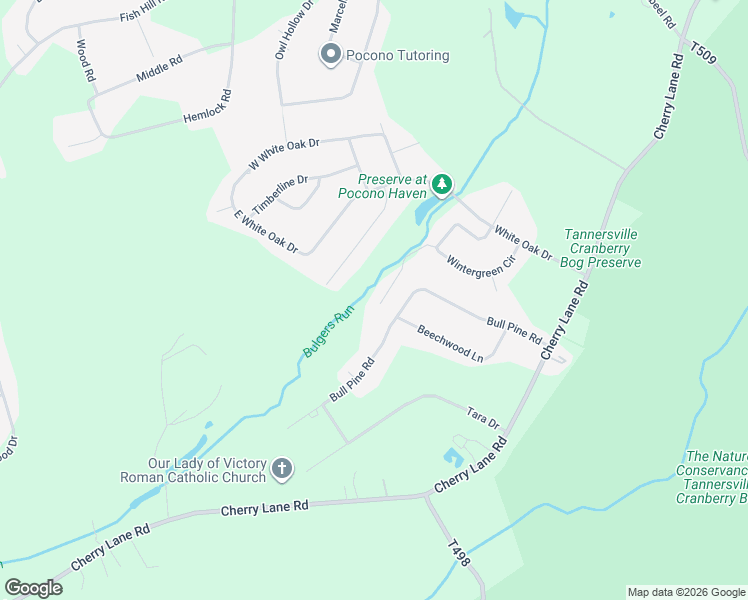 map of restaurants, bars, coffee shops, grocery stores, and more near 198 White Pine Trail in East Stroudsburg