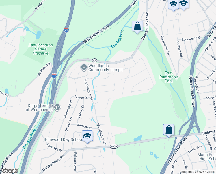map of restaurants, bars, coffee shops, grocery stores, and more near 34 Balmoral Cres in White Plains