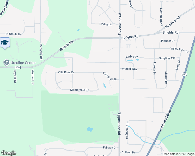 map of restaurants, bars, coffee shops, grocery stores, and more near 3665 Villa Rosa Drive in Canfield