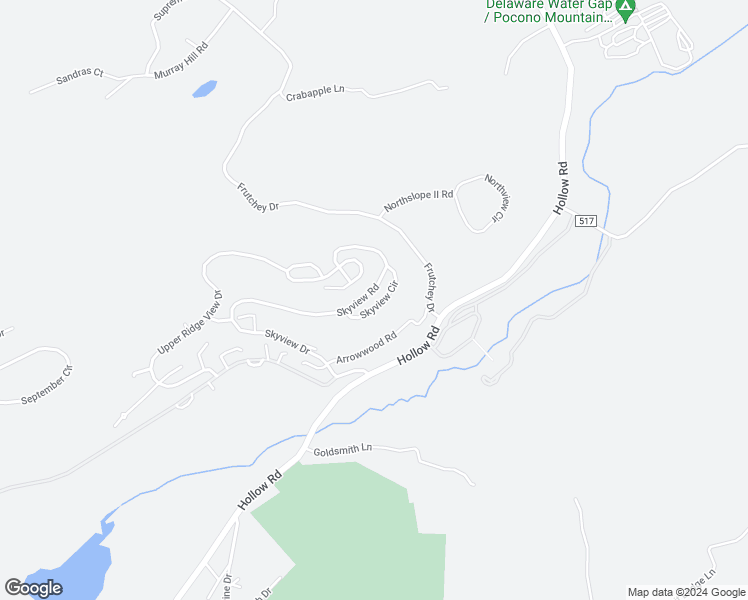 map of restaurants, bars, coffee shops, grocery stores, and more near 40C Skyview Drive in East Stroudsburg