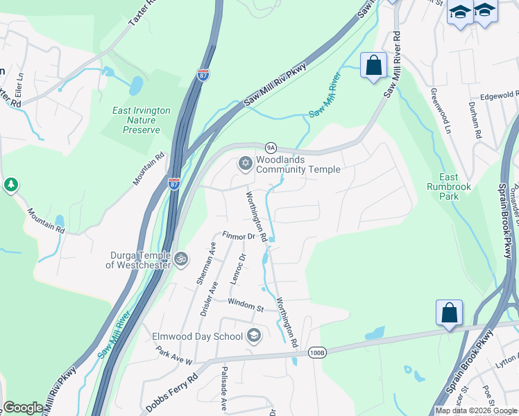 map of restaurants, bars, coffee shops, grocery stores, and more near 80 Worthington Road in White Plains