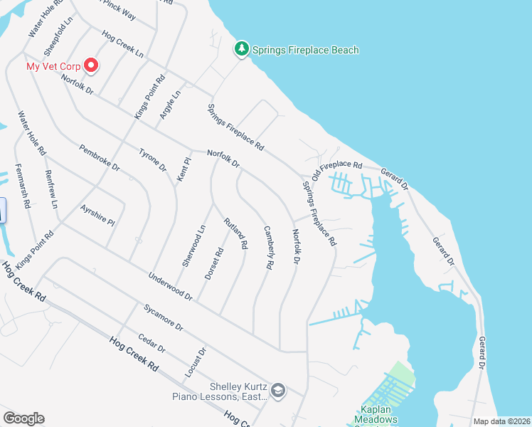 map of restaurants, bars, coffee shops, grocery stores, and more near 87 Camberly Road in East Hampton