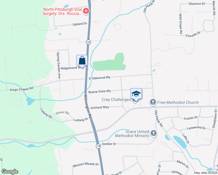 map of restaurants, bars, coffee shops, grocery stores, and more near 21 Buena Vista Way in New Castle