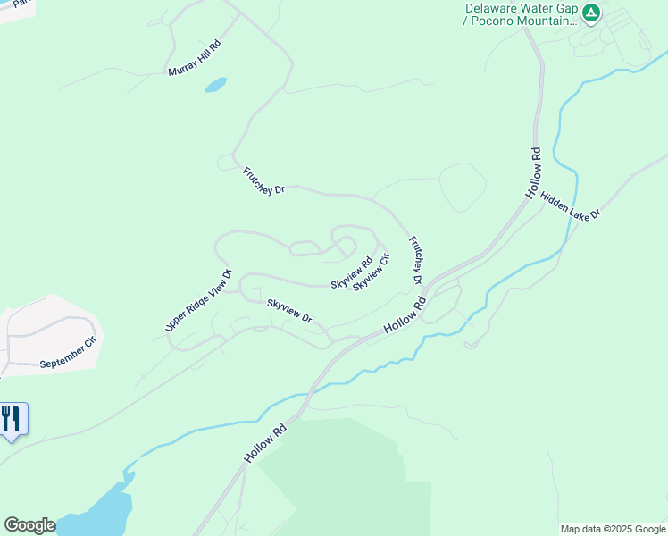 map of restaurants, bars, coffee shops, grocery stores, and more near 49 Lower Ridgeview Circle in East Stroudsburg