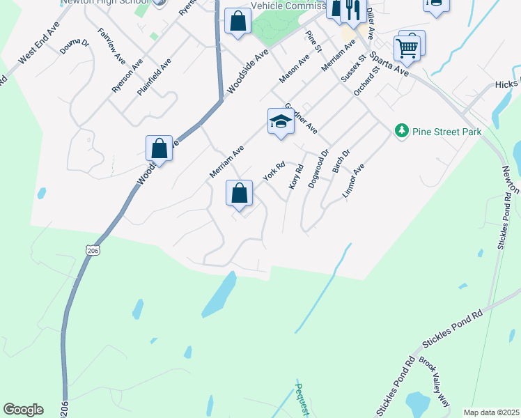 map of restaurants, bars, coffee shops, grocery stores, and more near 58 Paterson Avenue in Newton
