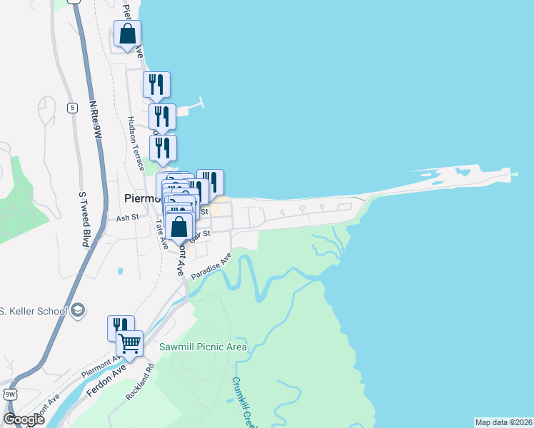 map of restaurants, bars, coffee shops, grocery stores, and more near 110 Devries Court in Piermont