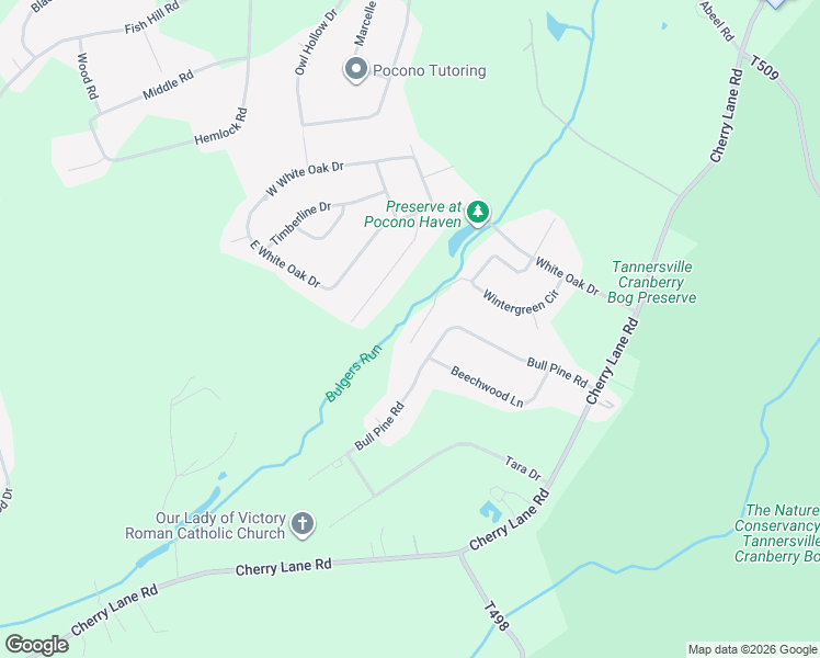 map of restaurants, bars, coffee shops, grocery stores, and more near 198 White Pine Trail in East Stroudsburg