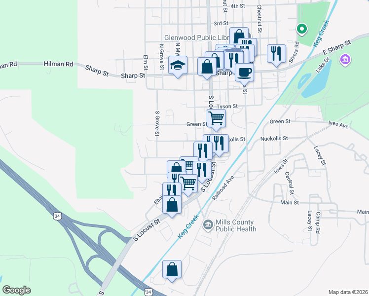 map of restaurants, bars, coffee shops, grocery stores, and more near 711 Nuckolls Street in Glenwood