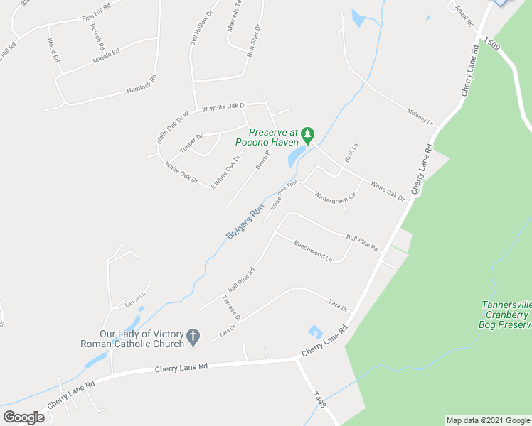 map of restaurants, bars, coffee shops, grocery stores, and more near 196 White Pine Trail in East Stroudsburg