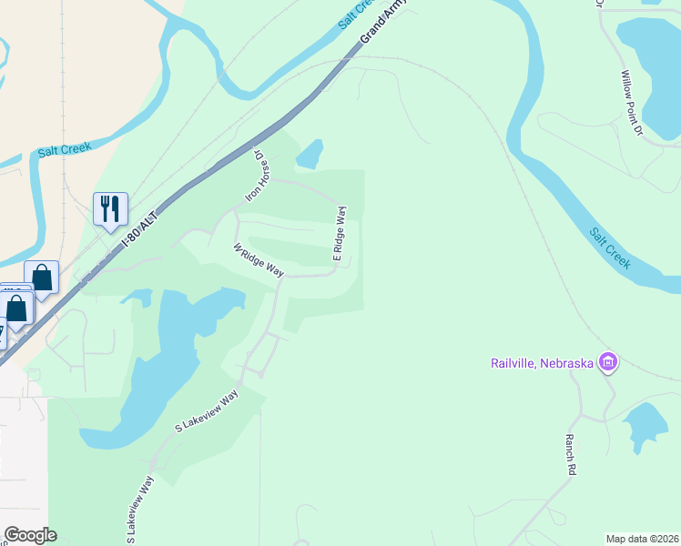 map of restaurants, bars, coffee shops, grocery stores, and more near 1650 East Ridge Way in Ashland