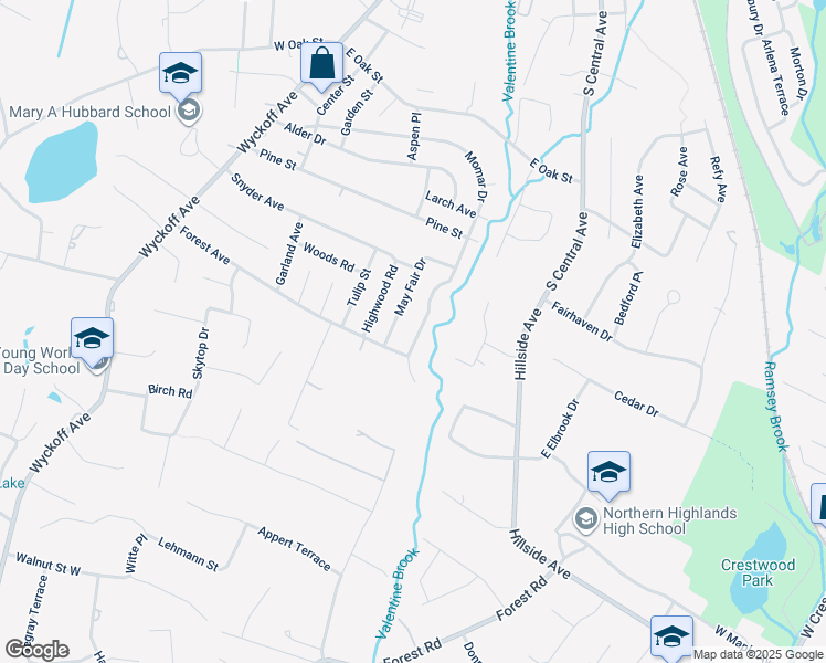 map of restaurants, bars, coffee shops, grocery stores, and more near 314 Momar Drive in Ramsey