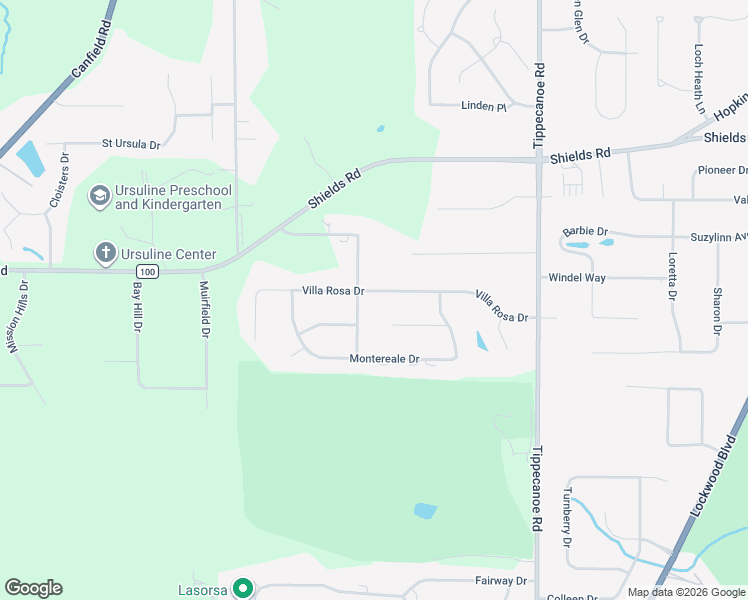 map of restaurants, bars, coffee shops, grocery stores, and more near 3735 Villa Rosa Drive in Canfield