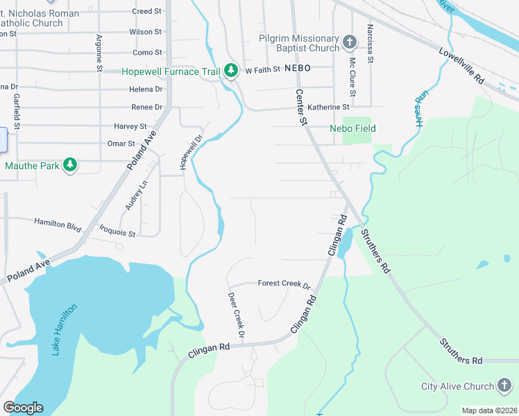 map of restaurants, bars, coffee shops, grocery stores, and more near 38 Eve Drive in Struthers