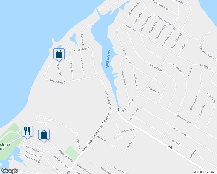 map of restaurants, bars, coffee shops, grocery stores, and more near 39 Isle of Wight Rd in East Hampton