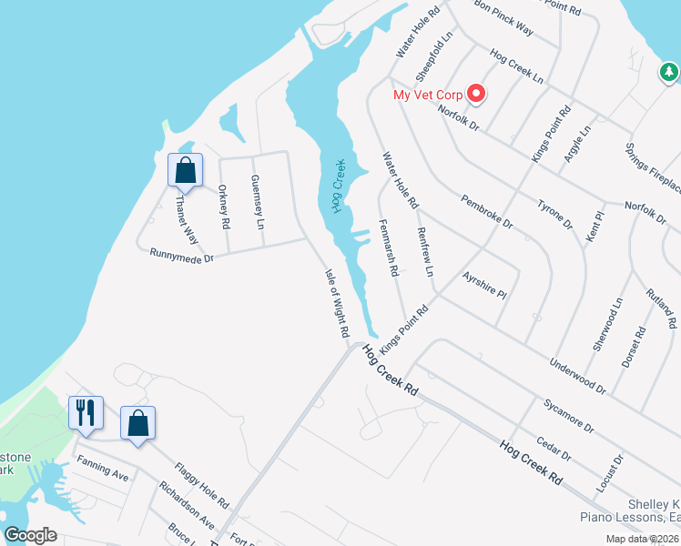 map of restaurants, bars, coffee shops, grocery stores, and more near 39 Isle of Wight Road in East Hampton