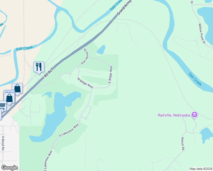 map of restaurants, bars, coffee shops, grocery stores, and more near 1650 East Ridge Way in Ashland