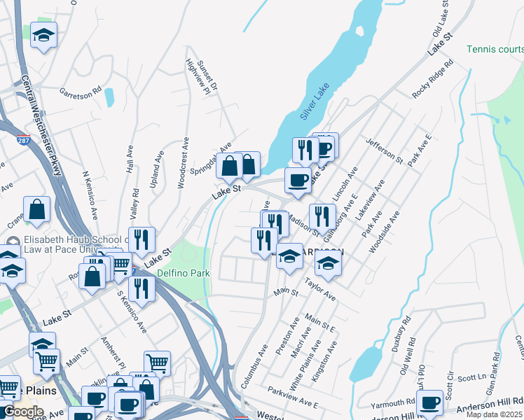 map of restaurants, bars, coffee shops, grocery stores, and more near 43 Pearl Avenue in Harrison