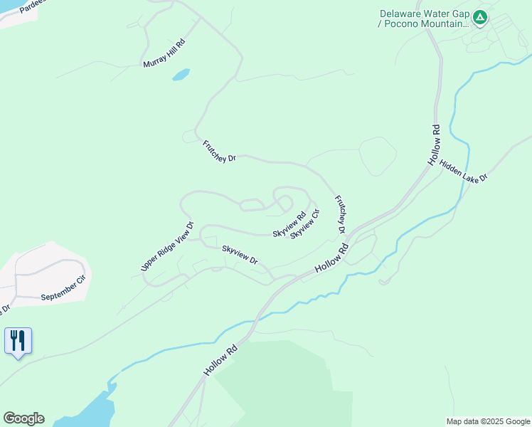 map of restaurants, bars, coffee shops, grocery stores, and more near 2-48 Lower Ridgeview Circle in East Stroudsburg