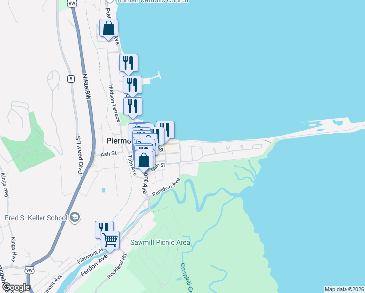 map of restaurants, bars, coffee shops, grocery stores, and more near 318 Harbor Cove in Piermont
