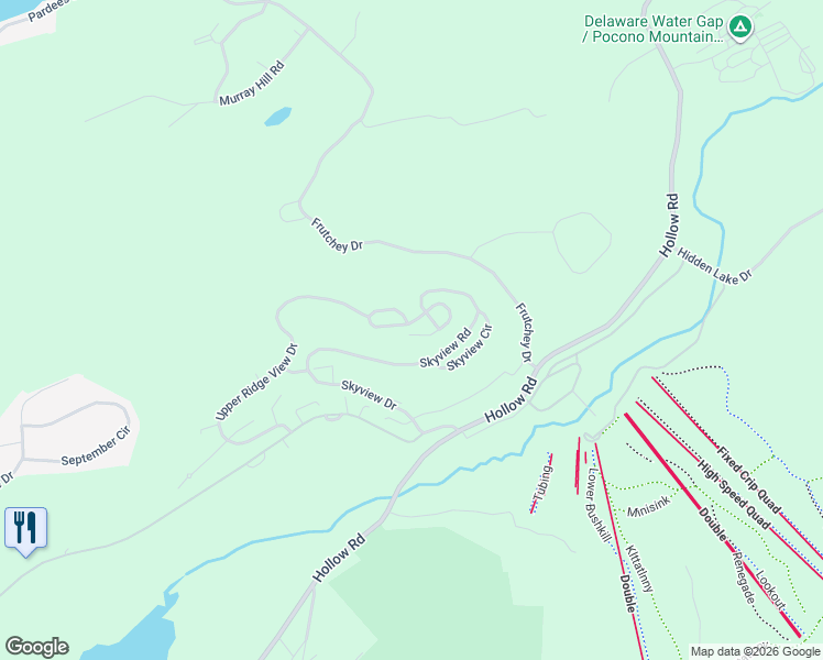 map of restaurants, bars, coffee shops, grocery stores, and more near 2-48 Lower Ridgeview Circle in East Stroudsburg