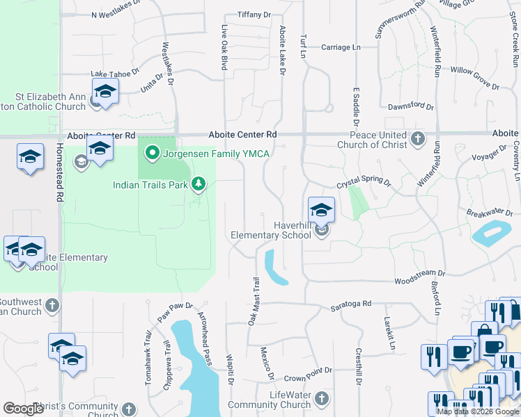 map of restaurants, bars, coffee shops, grocery stores, and more near 4606 Blue Water Ct in Fort Wayne