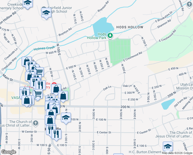 map of restaurants, bars, coffee shops, grocery stores, and more near 351 North 300 East in Kaysville